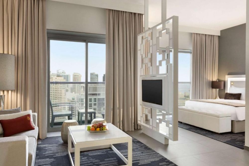 Grand Studio Suite with Balcony, Marina View with Soluna Beach Club Access, The First Collection Marina, Dubai, A Tribute Portfolio Hotel 4*