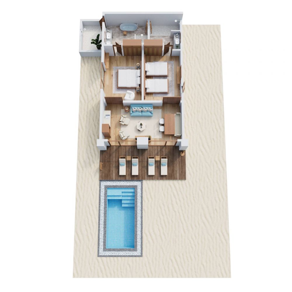 Two Bedroom Family Villa with Pool, NH Collection Maldives Reethi Resort (ex. Reethi Beach Resort) 5*